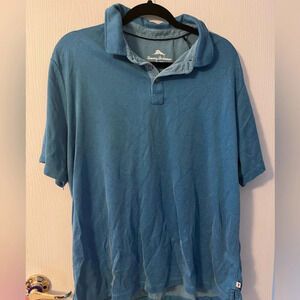 Tommy Bahama men’s polo shirt collared blue teal textured size XL beach travel